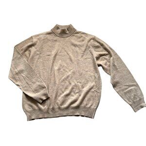 Grant Thomas 100% Merino Wool Pullover Mock Neck Sweater Men's Size XL Tan Italy